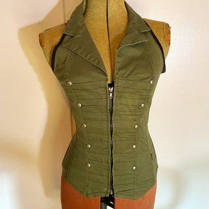 TRIPP NYC- Military Style Green Halter Top Size- S